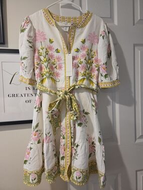 Calypso St. Barth Floral Dress With Belt, Size M
